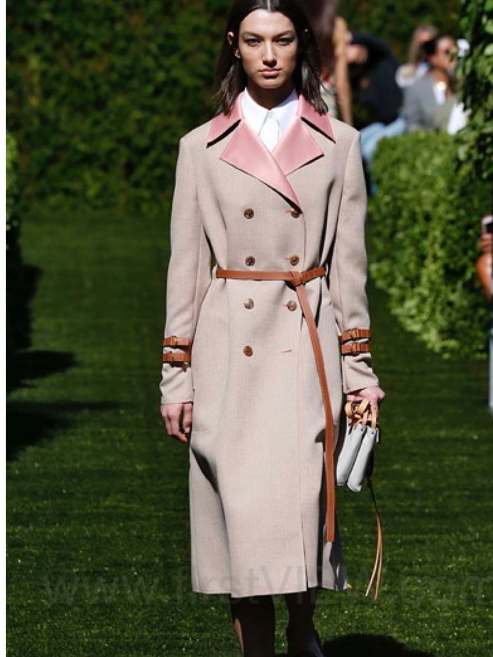 Tory Burch Womens Double-Breasted Trench Coat with Salmon colored lining